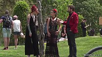 Alt mistress Silvia Rubi and master Steve Holmes walked Spanish hottie Julia Roca at Barcelona streets then suffered rope suspension