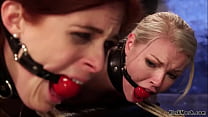 Hot lesbian smugglers Penny Pax and Ella Nova got hot butts spanked then bent over table anal fucked by big tits agent Bella Rossi in threesome